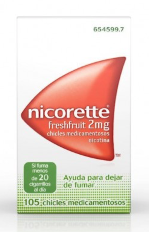 NICORETTE FRESHFRUIT 2 MG 105 CHICLES MEDICAMENTOSOS
