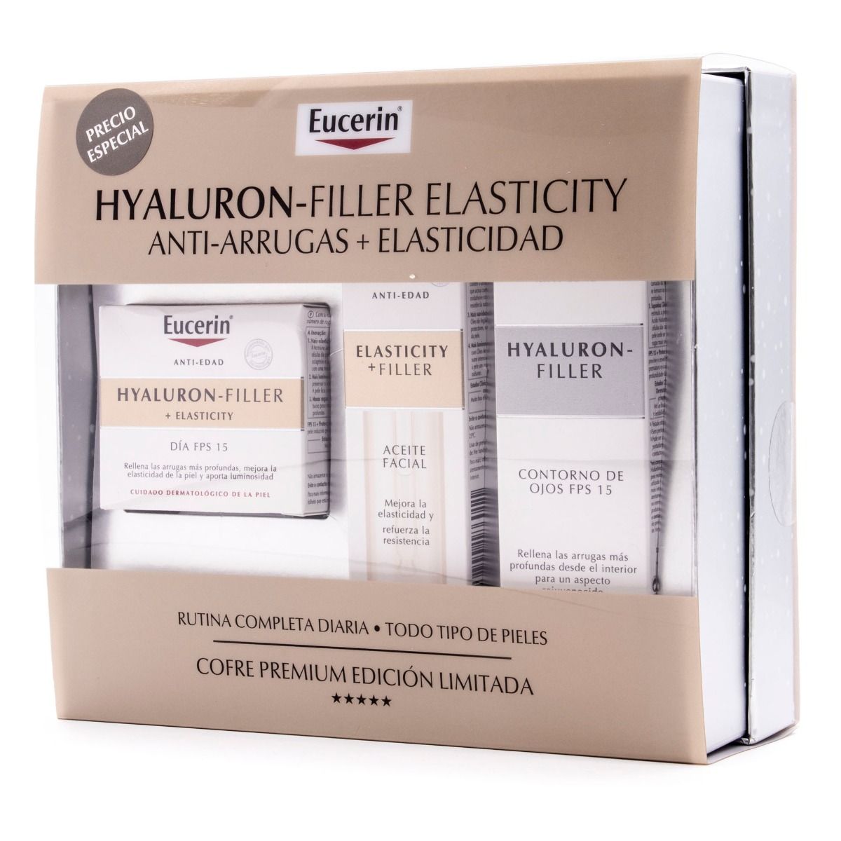 EUCERIN ELASTICITY-FILLER CR DIA + ACEITE + CONTORNO PACK