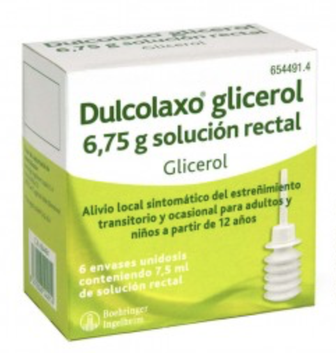 DULCOLAXO GLICEROL 6,75 g SOLUCION RECTAL 6 ENEMAS 7,5 ml