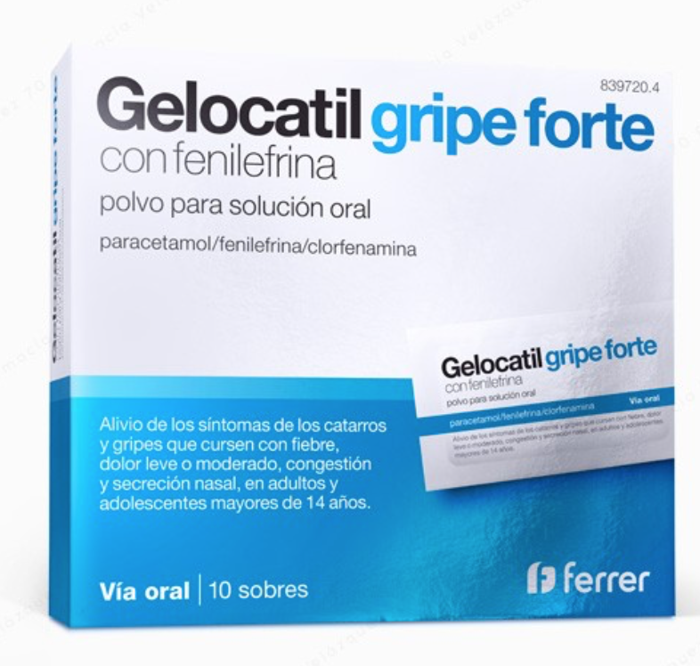 GELOCATIL GRIPE FORTE CON FENILEFRINA 10 SOBRES POLVO PARA SOLUCION ORAL