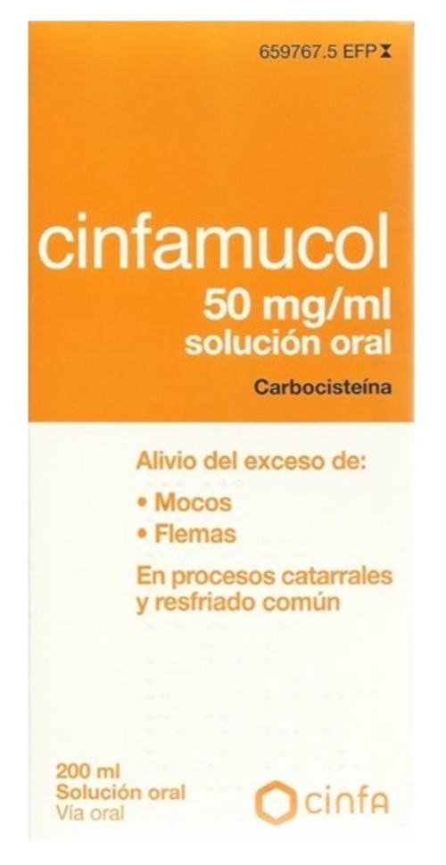 CINFAMUCOL CARBOCISTEINA 50 MG/ML SOLUCION ORAL 1 FRASCO 200 ML