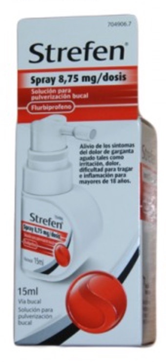 STREFEN SPRAY 8,75 mg/DOSIS SOLUCION PARA PULVERIZACION BUCAL 1 FRASCO 15 ml (SABOR MENTA)